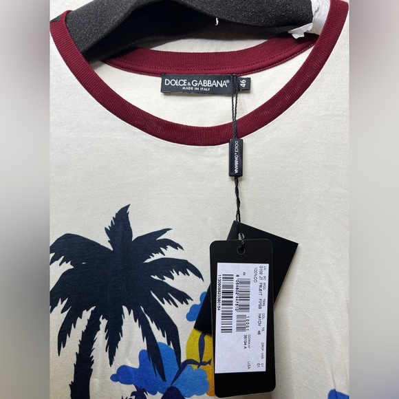 DOLCE & GABBANA "Tropical" Printed Ivory Cotton T-shirt Sz 46 IT/10 US - Picture 12 of 12